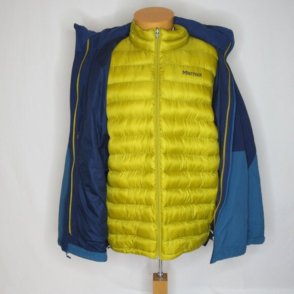 Marmot Blue Green Featherless Component 3 in 1 Winter Jacket Men's XXlarge XXL - Picture 6 of 15